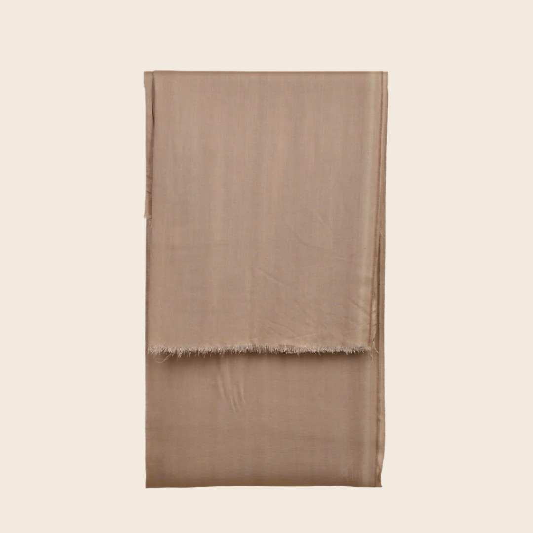 Khaki Original Tagelmust scarf – soft light‑brown Moroccan headscarf, sustainably sourced and lightweight, ideal for nomadic travelers searching for khaki or beige scarves for hot weather and dry climates.