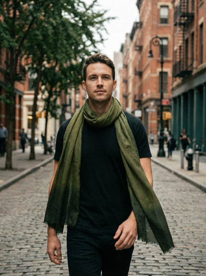Dark Moss Green Tagelmust | Lightweight Nomad Travel Scarf