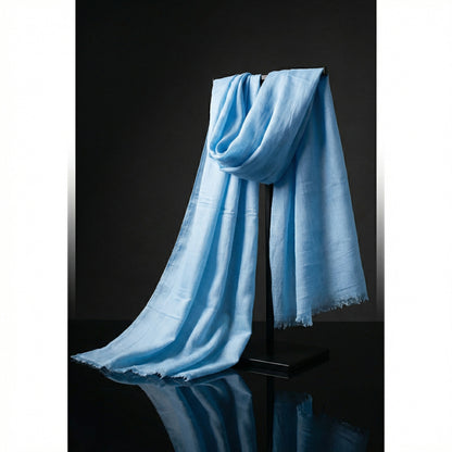 Lightweight Light Sky Blue Tagelmust in sustainably sourced rayon, breathable Moroccan desert headscarf designed for safari and hot climates.