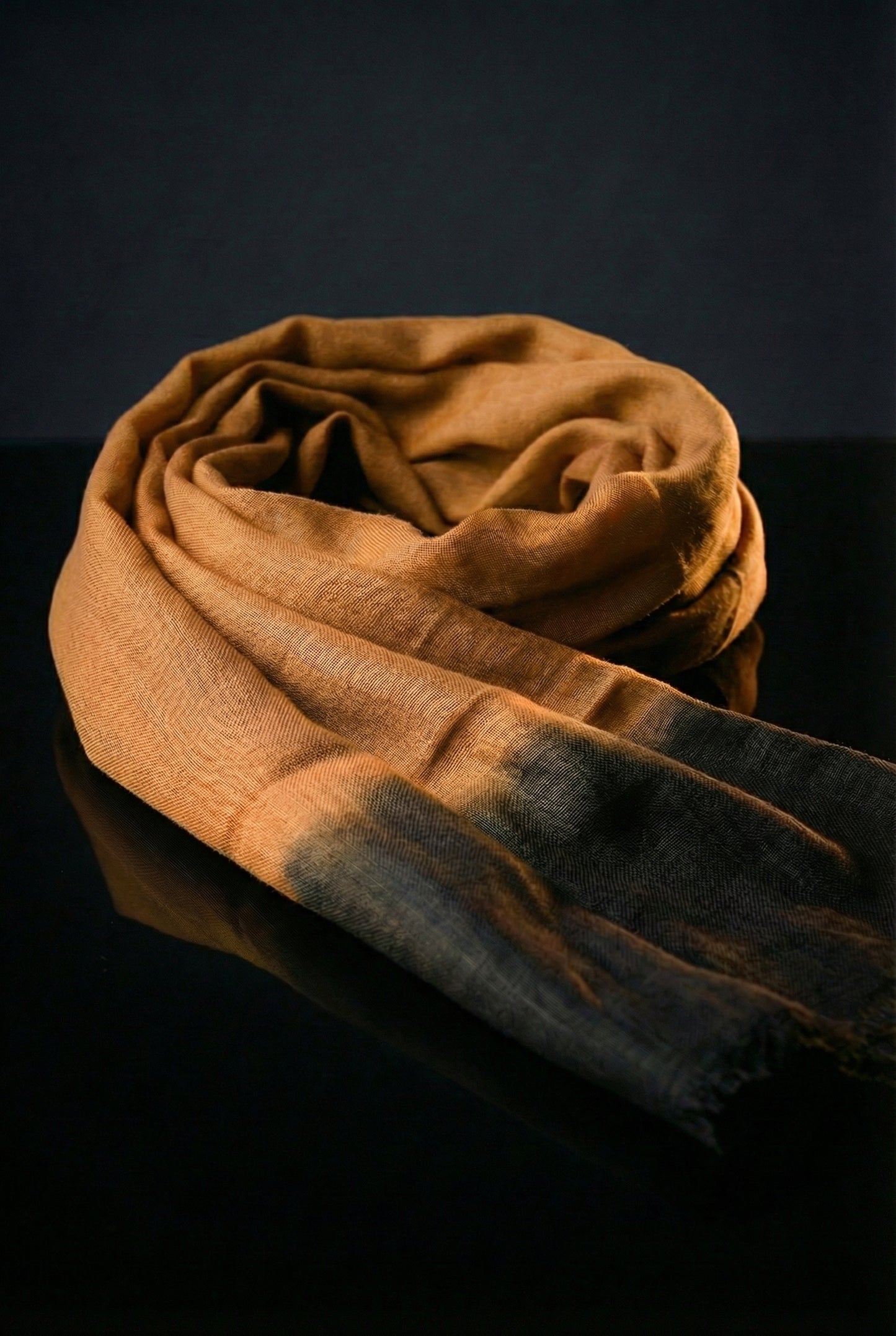 Lightweight Original Harvest Gold Tagelmust crafted in sustainably sourced rayon fabric, breathable Moroccan desert headscarf designed for Sahara travel, safari protection, and hot climate exploration.