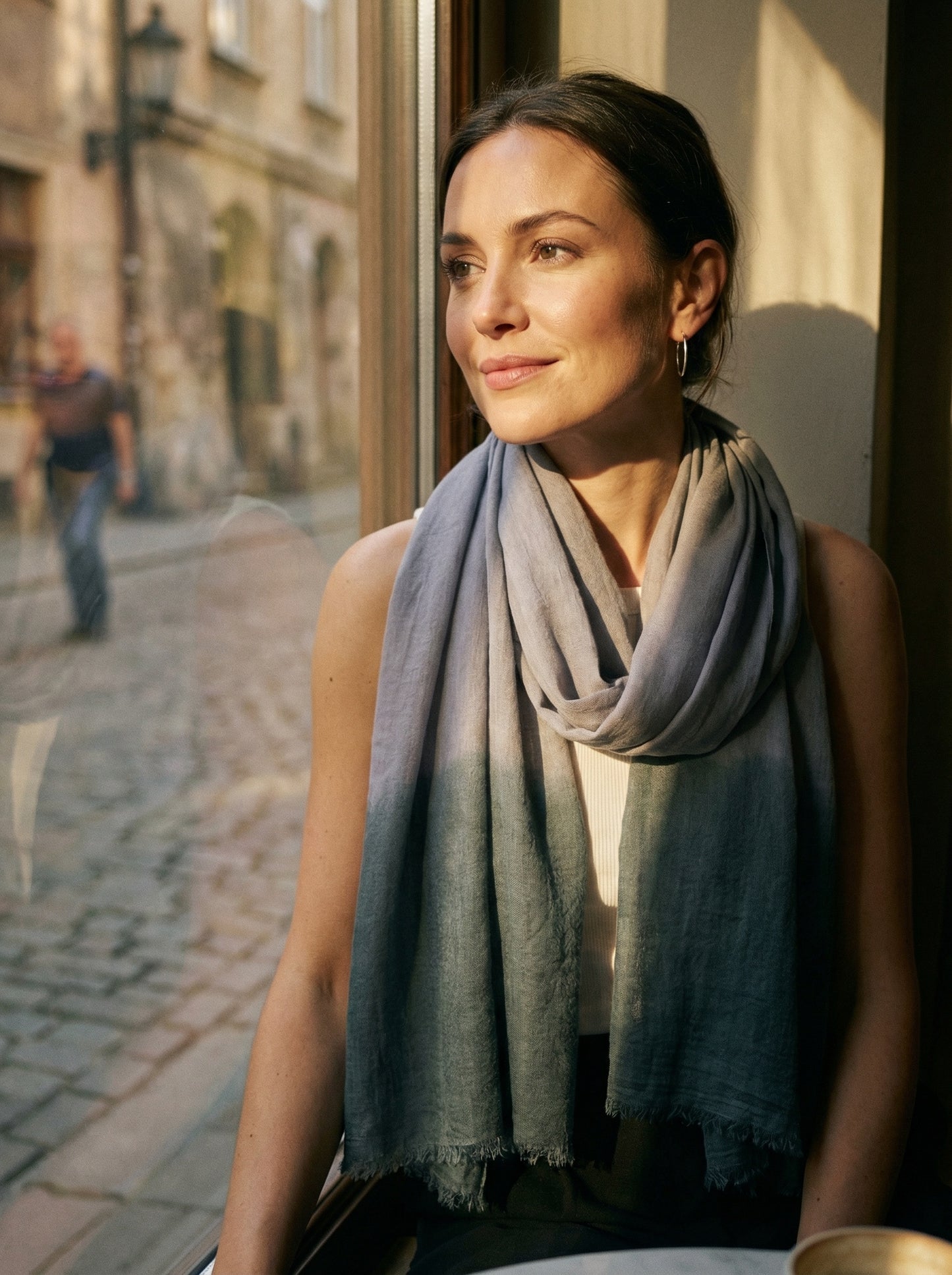 Tagelmust, gefärbtes Taupe-Grau | Leichter Nomaden-Reiseschal