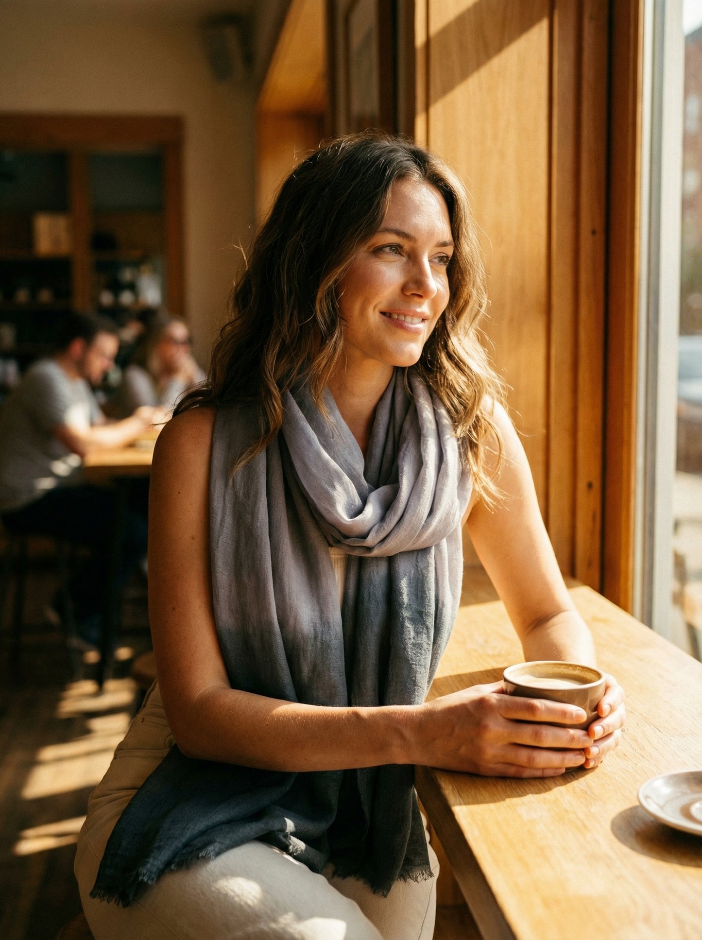 Tagelmust, gefärbtes Taupe-Grau | Leichter Nomaden-Reiseschal