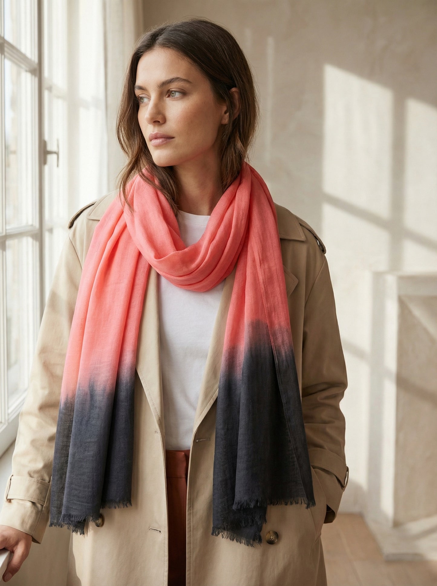 Dyed Rose Pompadour Tagelmust | Lightweight Nomad Travel Scarf