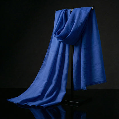 Lightweight Original Indigo Blue Tagelmust crafted in rayon fabric, breathable Moroccan scarf designed for Sahara Desert travel and safari heat.